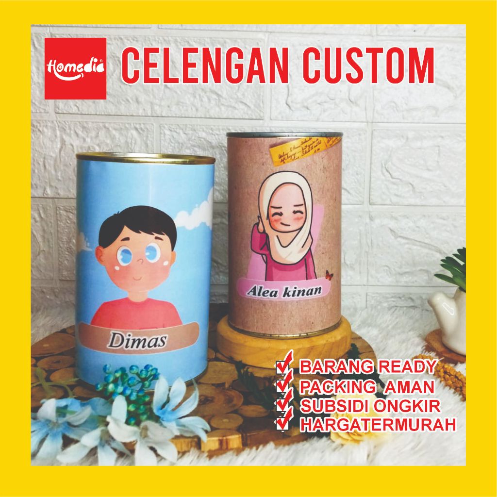 Celengan Custom Nama Anak  Souvenir Hampers Acara Celengan sedekah subuh celengan buka tutup viral C