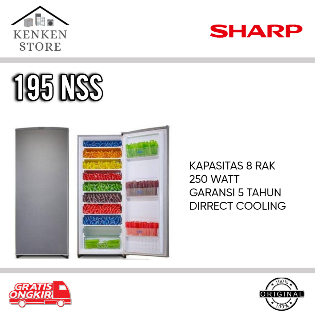 KULKAS FREEZER SHARP 8 RAK TANPA KUNCI 195 NSS