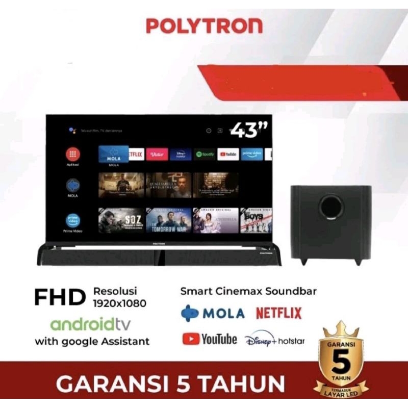 TV 43 INCH LED POLYTRON ANDROID DIGITAL PLD 43BAG5959