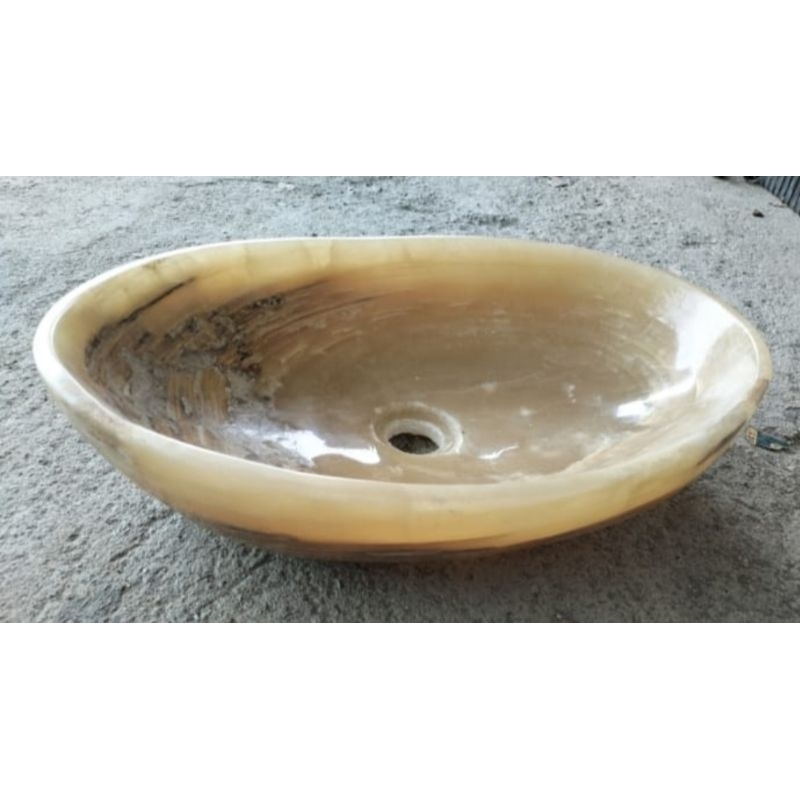 wastafel batu onyx model oval