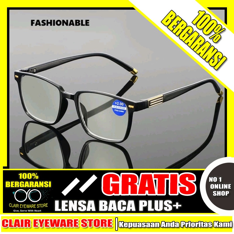 Clair Eyeware CO 62 Optik Melawai Frame Kacamata Baca Orang Tua Ringan Lentur Anti Patah Blueray Pho
