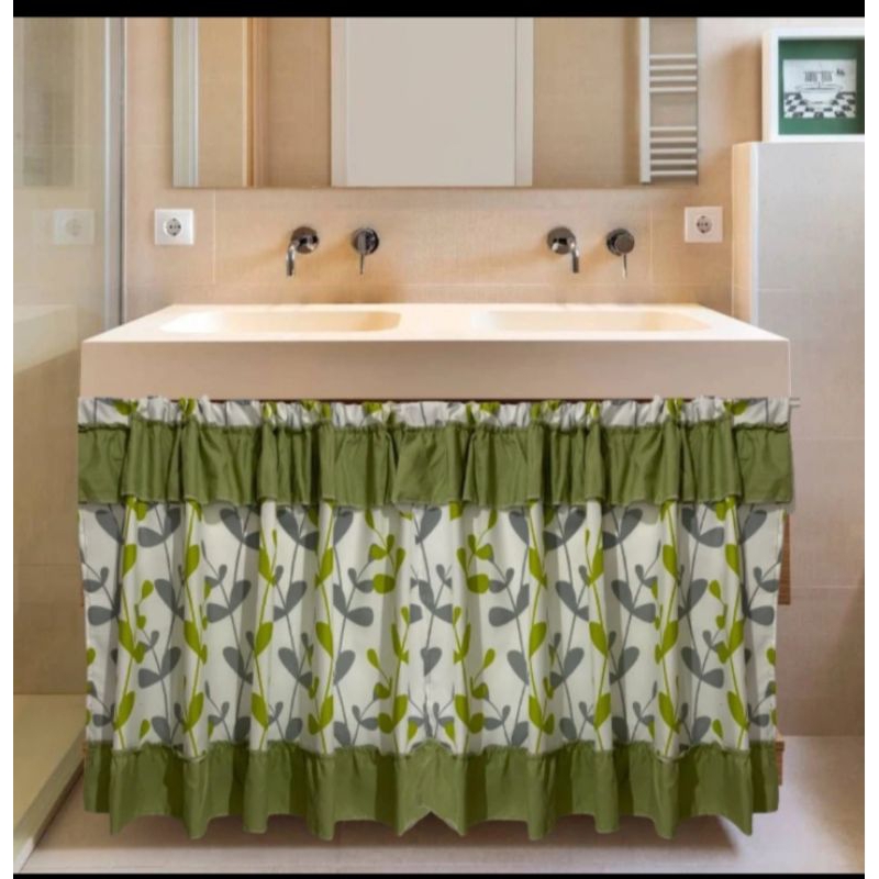 GORDEN KOLONG DAPUR MOTIF DAUN HIJAU | TIRAI KOLONG | Gorden Minimalis