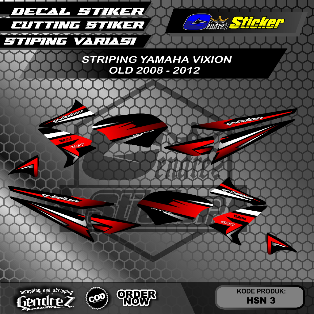 STRIPING VIXION OLD 2008 - 2012 TERBARU / STIKER VARIASI VIXION OLD