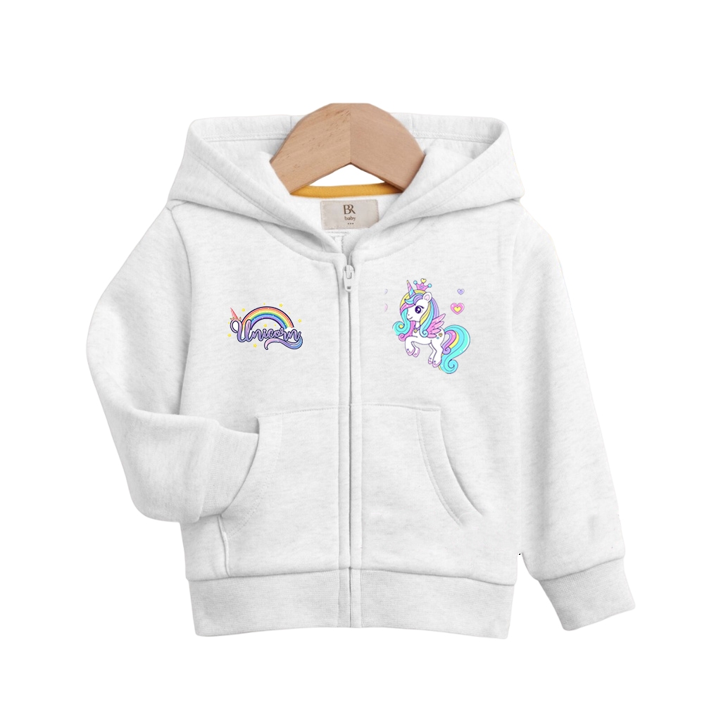 Jaket Sweater UNICORN Model Zipper Anak Laki Laki Perempuan Wanita Usia 2 3 4 5 6 7 8 9 10 11 12 Tah