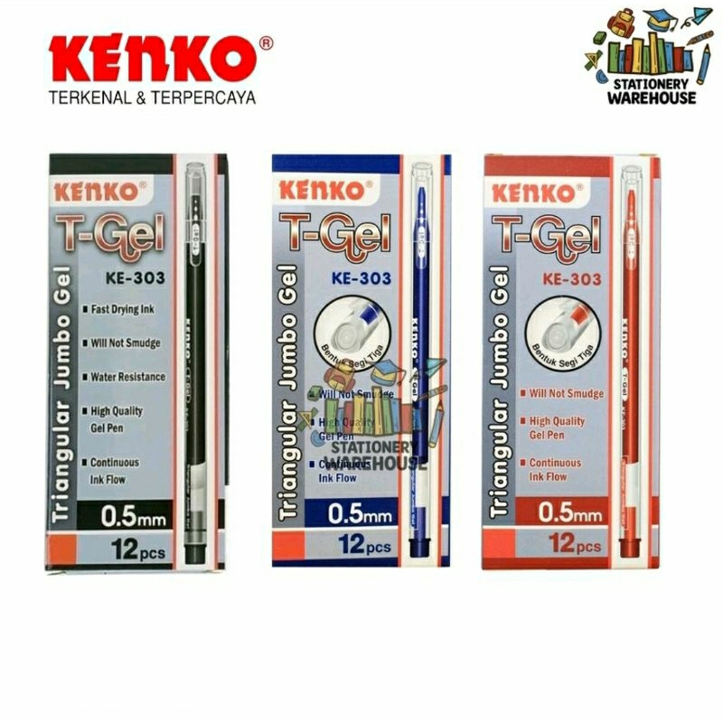 

Pulpen Gel Kenko KE-303 T-Gel 0,5mm (isi 12 pcs)