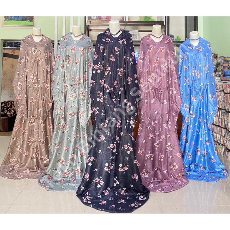 Mukena Dewasa Terusan Lajuran Bali Rayon Super Jumbo / Plus Size / Big Size Murah Motif Bunga Mawar 