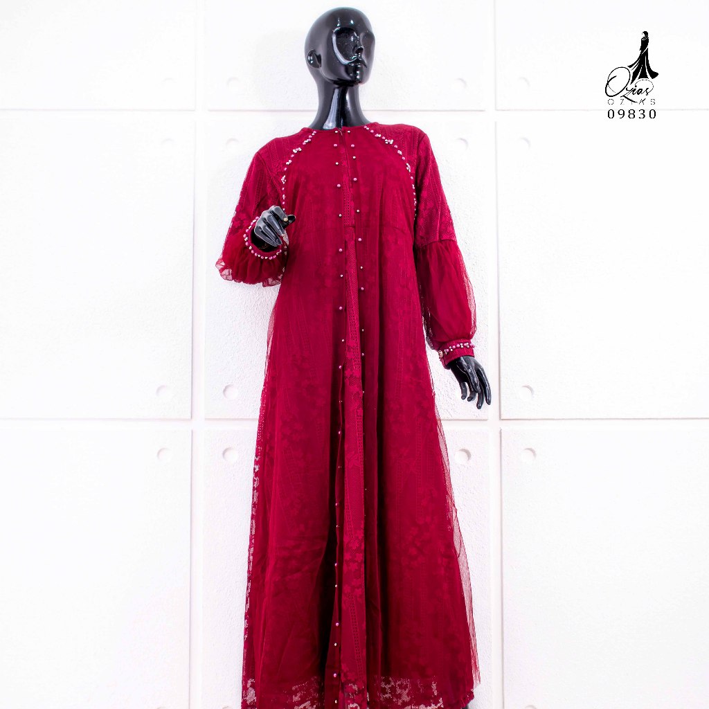 Ozias - Gamis Brokat Garden Lace 09830 Ld 105-maroon