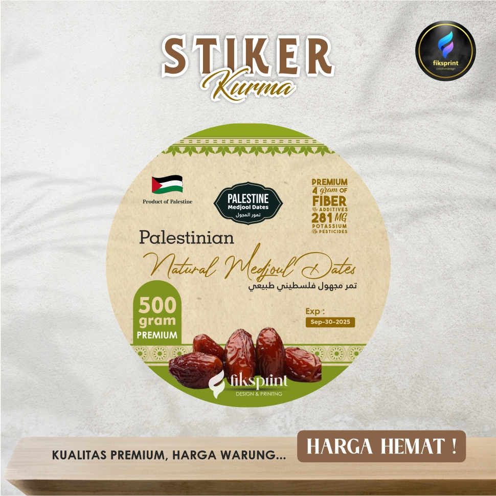 

Stiker kurma Palestine ukuran 8 cm bulat | Stiker cutting glossy