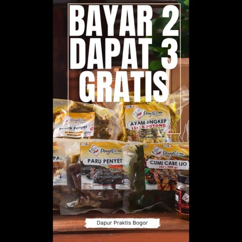 

Penyets.an Ayam Ungkep frozen Promo Beli 2 Gratis Sambal