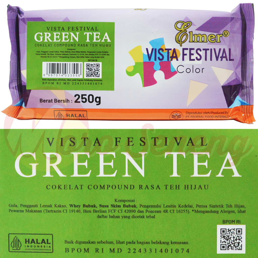 

Elmer Vista Green Tea 250 gram Coklat Hijau 250gr