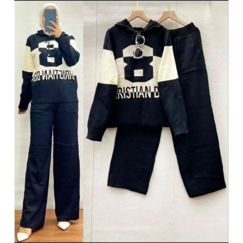 New set rajut hoodie import(setelan rajut celana kulot import bkk premium)