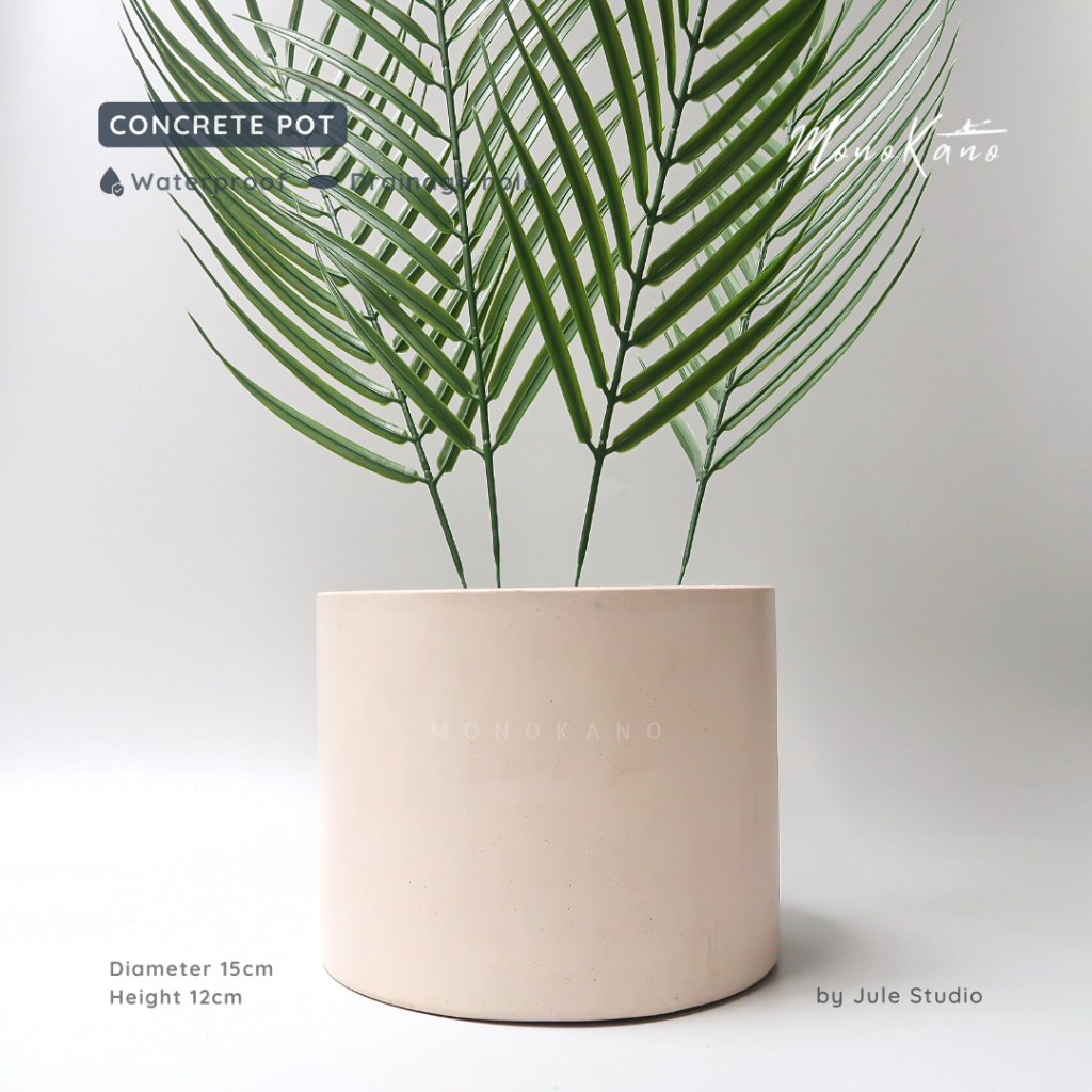 Pot Tanaman Besar D15 Timberwolf - Glossy/Concrete Pot/Cylinder/Bulat/Pot Beton/Grosir/Pot Semen Ant