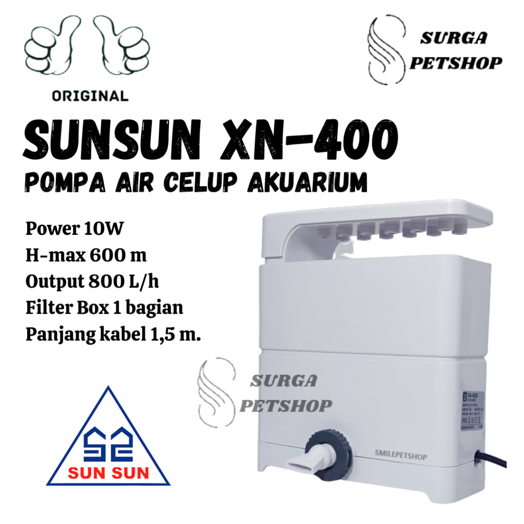 SUNSUN XN 400 Pompa Air Internal Filter Akuarium Kolam Ikan Turtle Kura Kura XN400 Penyaring Water P