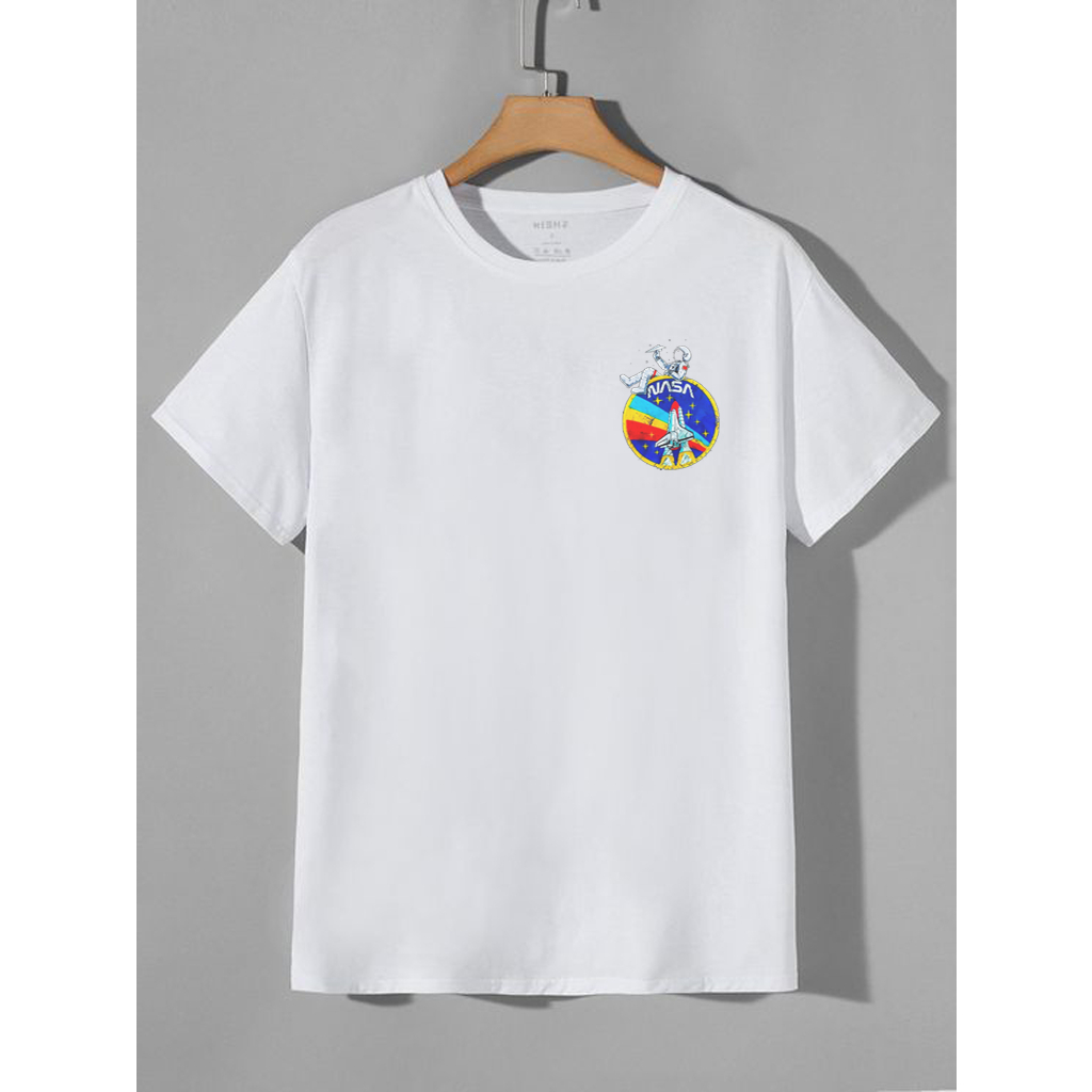 Kaos Dewasa Unisex - Tshirt Distro Simpel - MOTIF NASA PUTIH - Kaos Pria Distro - Kaos Polos