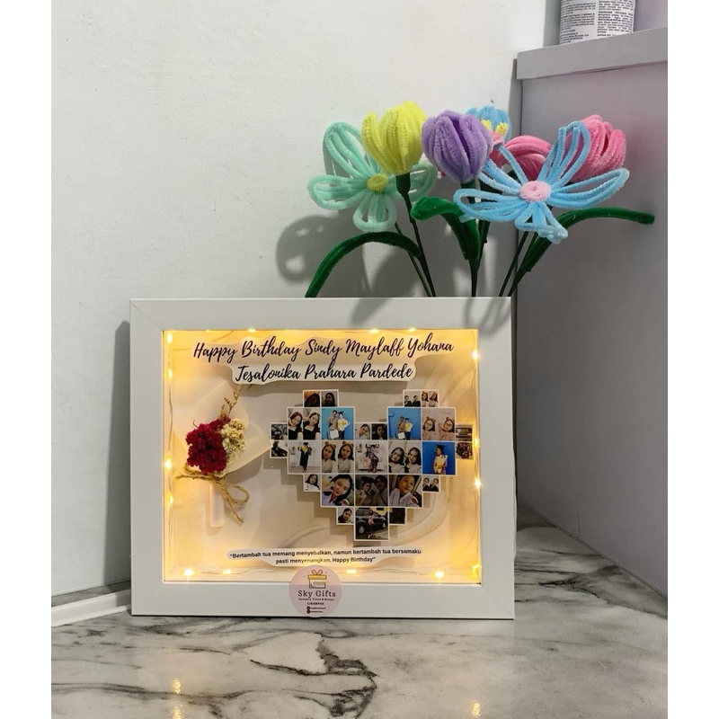 FRAME 3D FLOWER GIFT✨ (gift ulang tahun, hari guru, hari ibu, wedding, lamaran, baby born)
