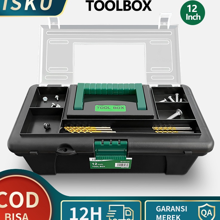 ISKU Tool Box Mini 12 Inch Kotak Perkakas Kecil Plastik Toolbox Kotak Perkakas Besi Tahan KaratKotak