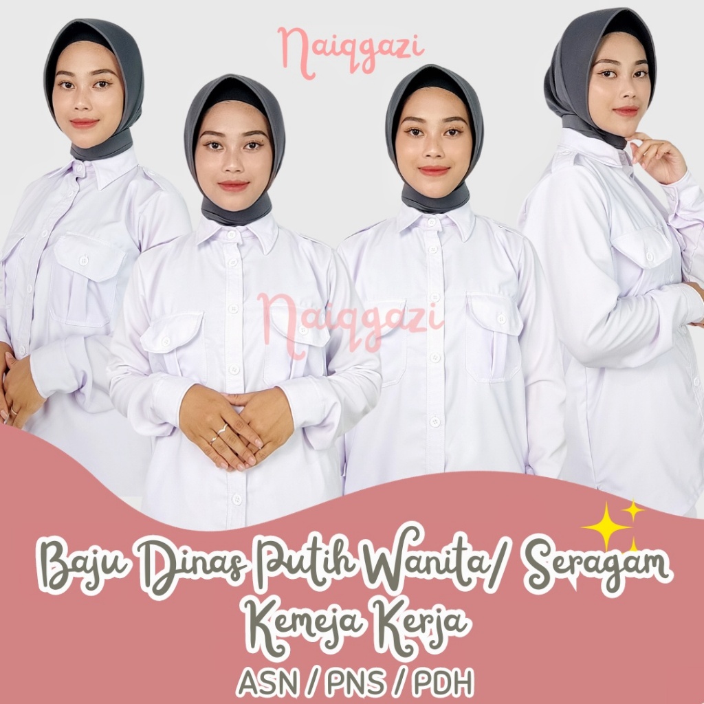Nᴀɪǫɢᴀᴢɪ Baju Dinas Putih Wanita | Seragam Kemeja Kerja / ASN / PNS / PDH | Perempuan / Cewek