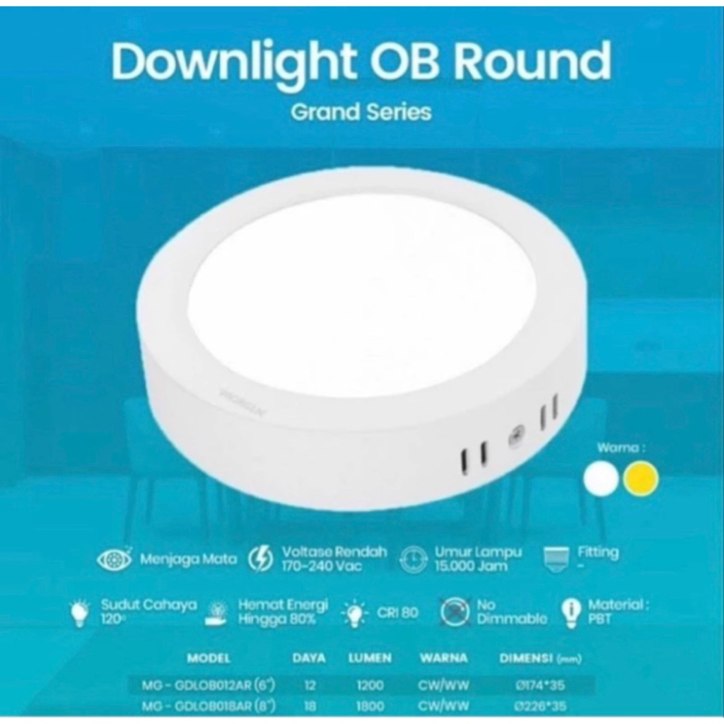 MORGEN DOWNLIGHT LED PANEL BULAT OUTBOW 6 12 18 WATT PUTIH KUNING