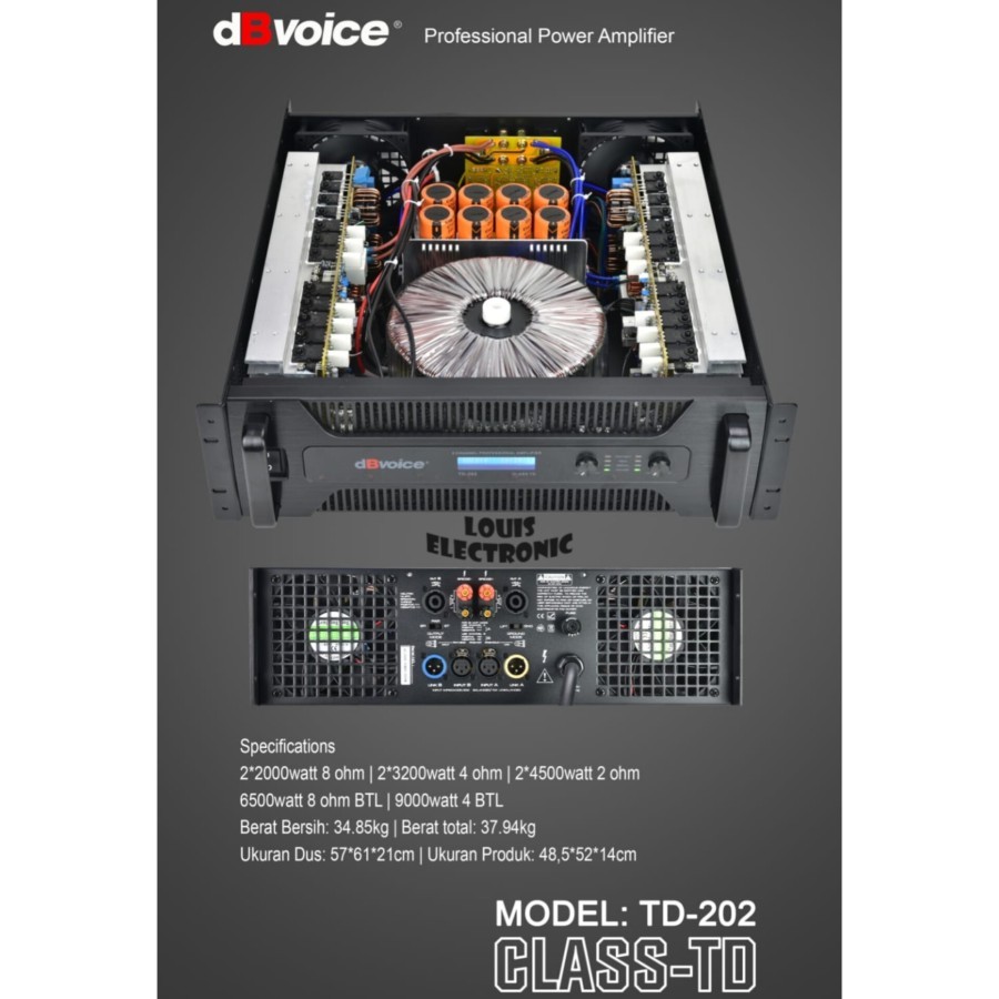 Professional Power Amplifier dBvoice TD-202 Class TD 2 Channel ORI