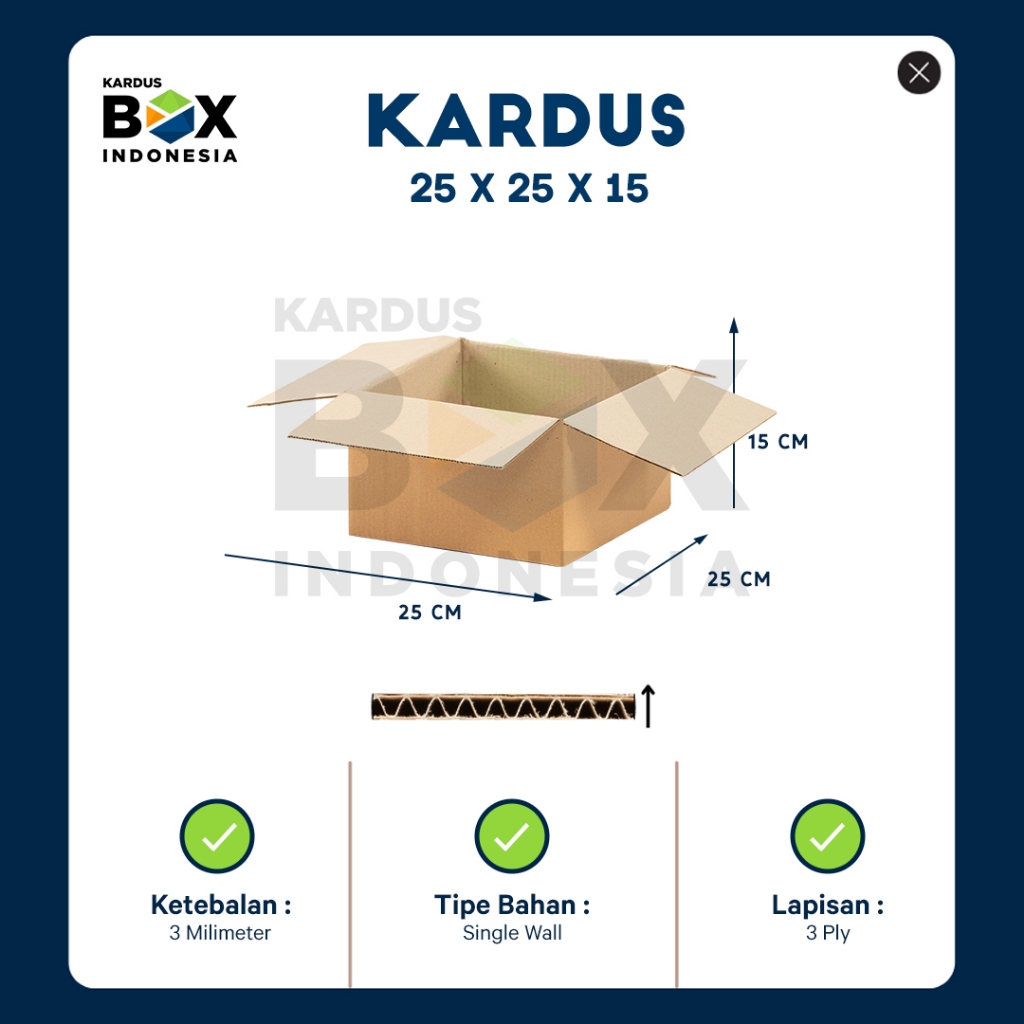 

Kardus Box Packing Pindahan 25cm x 25cm x 15cm Polos