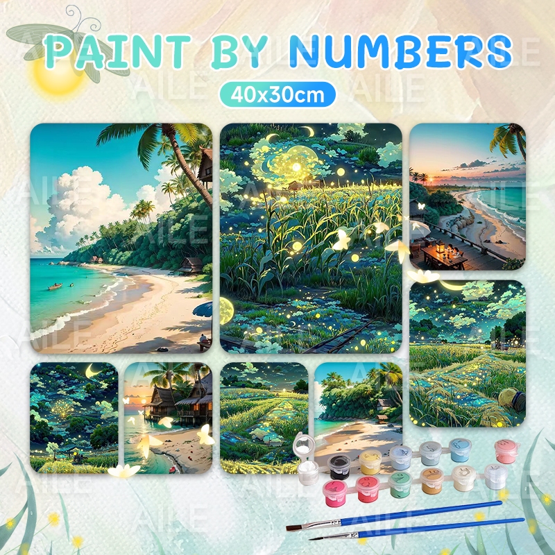 

Starry Night - Painting by Numbers - 40x30cm - by LukisYuk | paint by number | painting by number | Kanvas Lukis | Hampers Lebaran