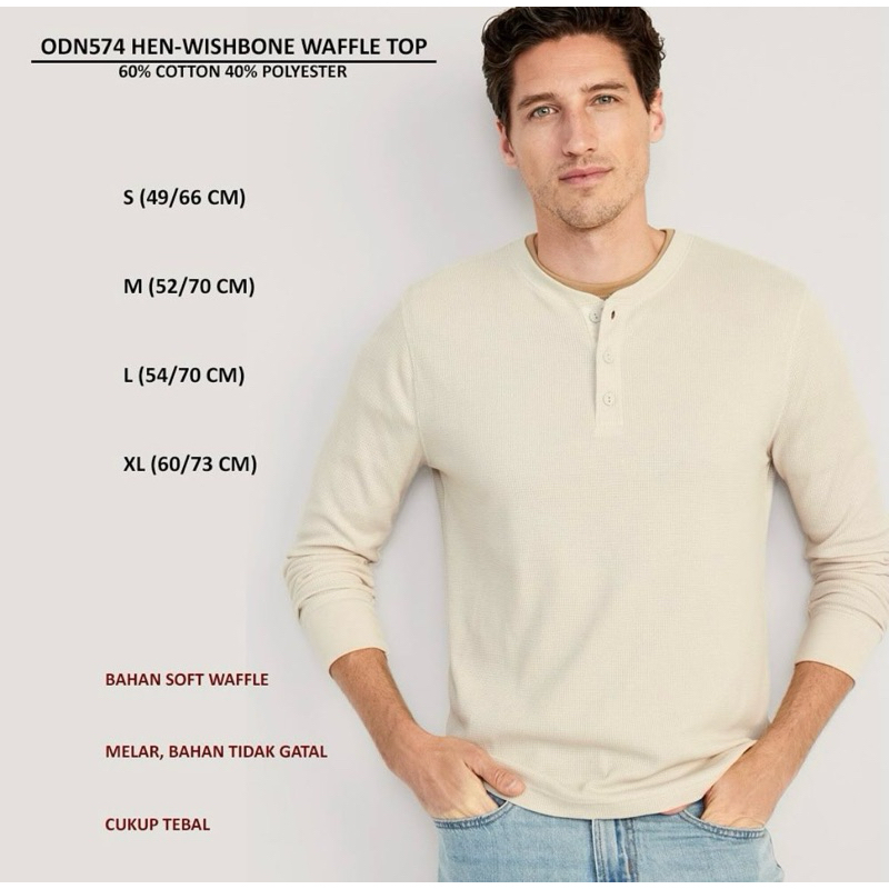 Kaos Pria Lengan Panjang (Waffle Top) Brand OLD NAVY Original