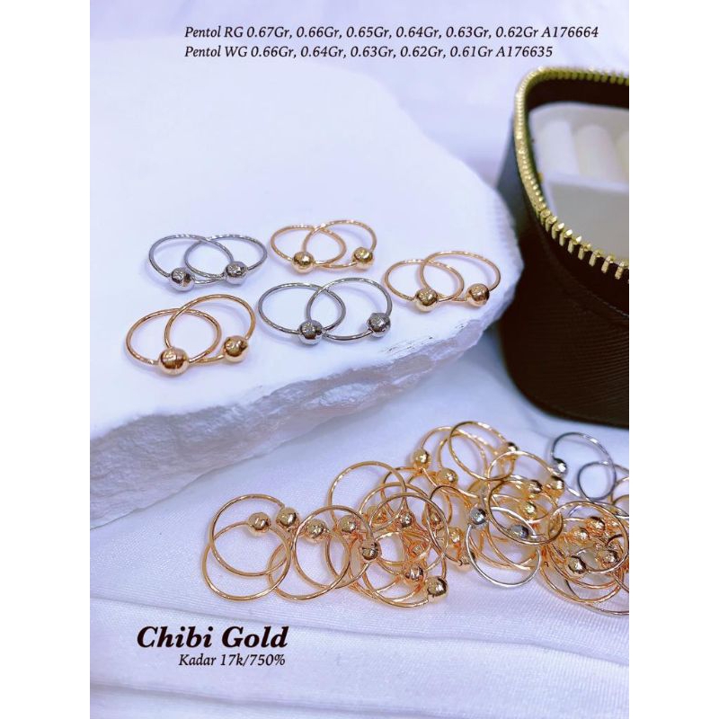 CHIBI GOLD JAWELLERY - Anting bulat pentol emas 750 kadar 17k Chibigold