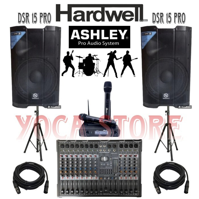Paket Karaoke DSR 15PRO 15 Inch Mixer ASHLEY 12 Channel 2 Mic ORIGINAL