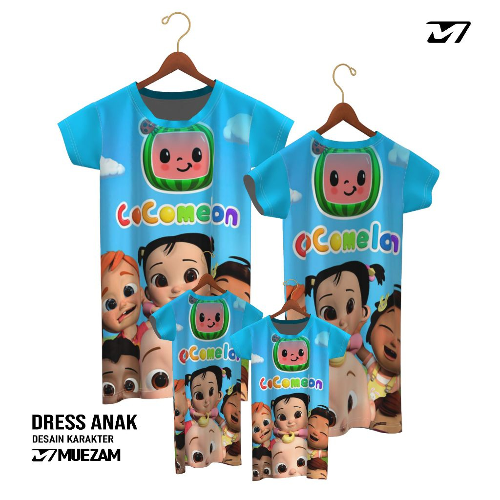 baju dress anak perempuan | Dress Anak lucu Karakter COCOMELON | bahan scuba Premium | untuk anak us