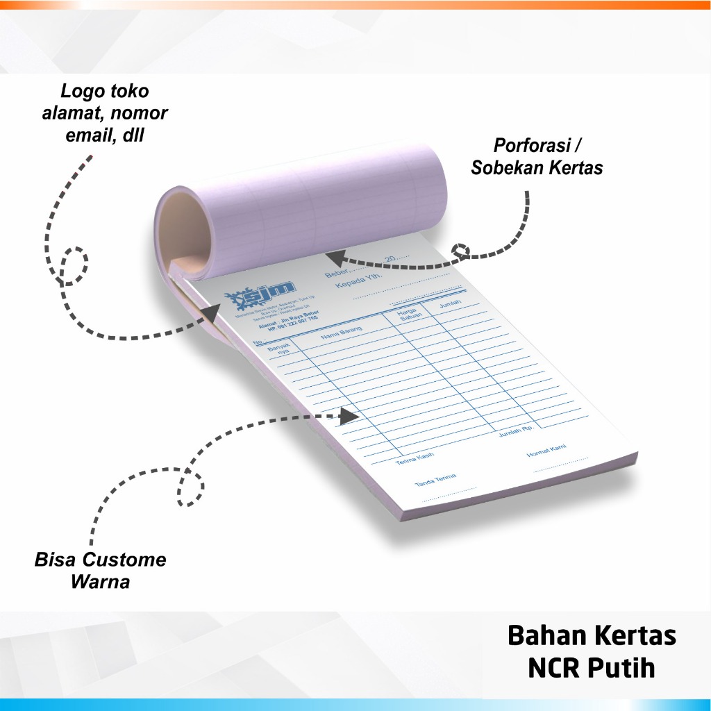 

NOTA CUSTOM / NOTA NCR / INVOICE NCR CUSTOM / KWITANSI / BON NOTA / DESAIN CUSTOM