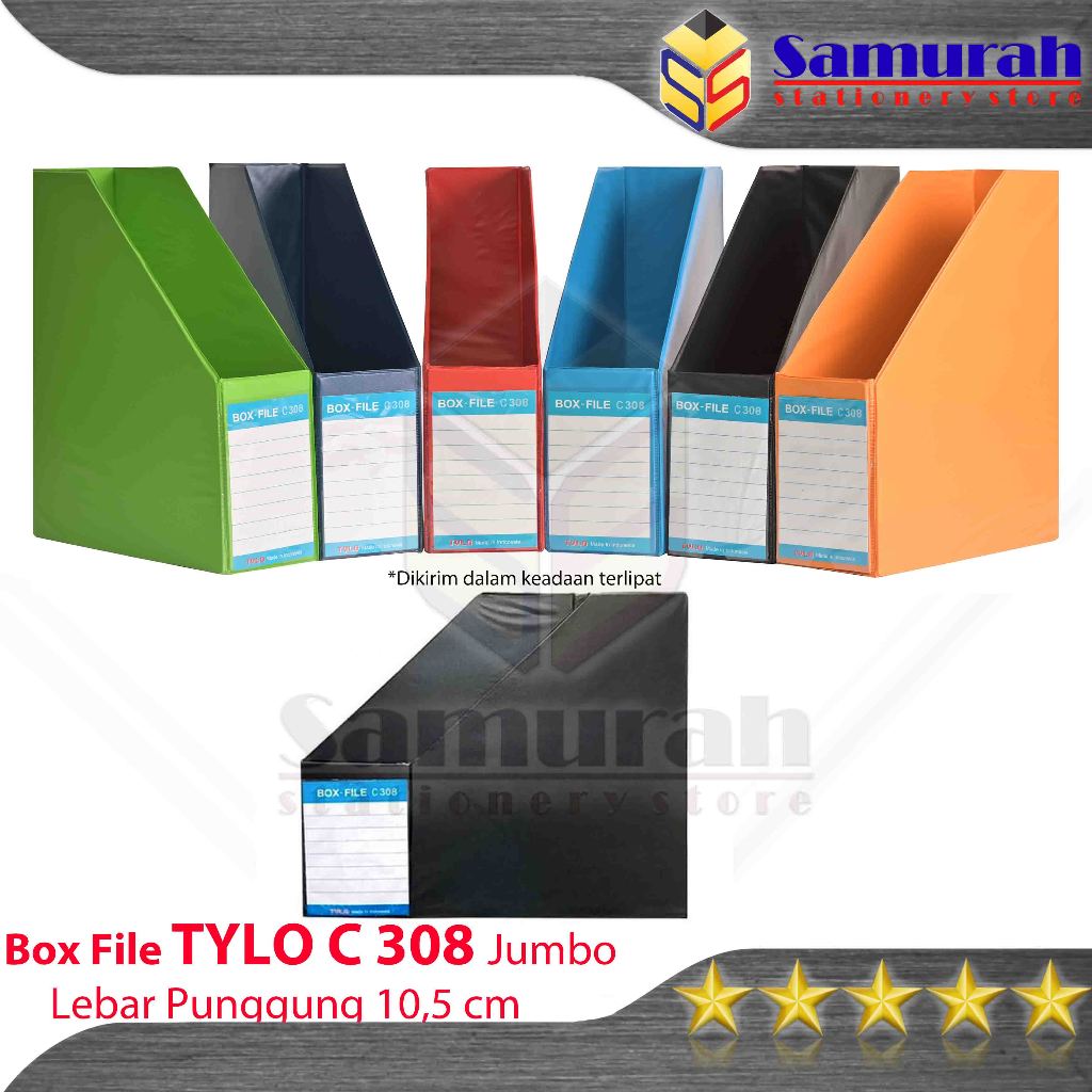 Box File Lipat Tylo C-308 Jumbo Karton Lapis PVC / Rak Stand C 308 lebar 10,5 cm Warna Hitam - Biru 