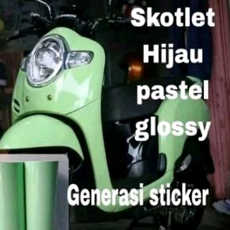 STIKER SKOTLET HIJAU PASTEL SCOTLET MOTOR WARNA HIJAU SAGE HIJAU MUDA GOSSY