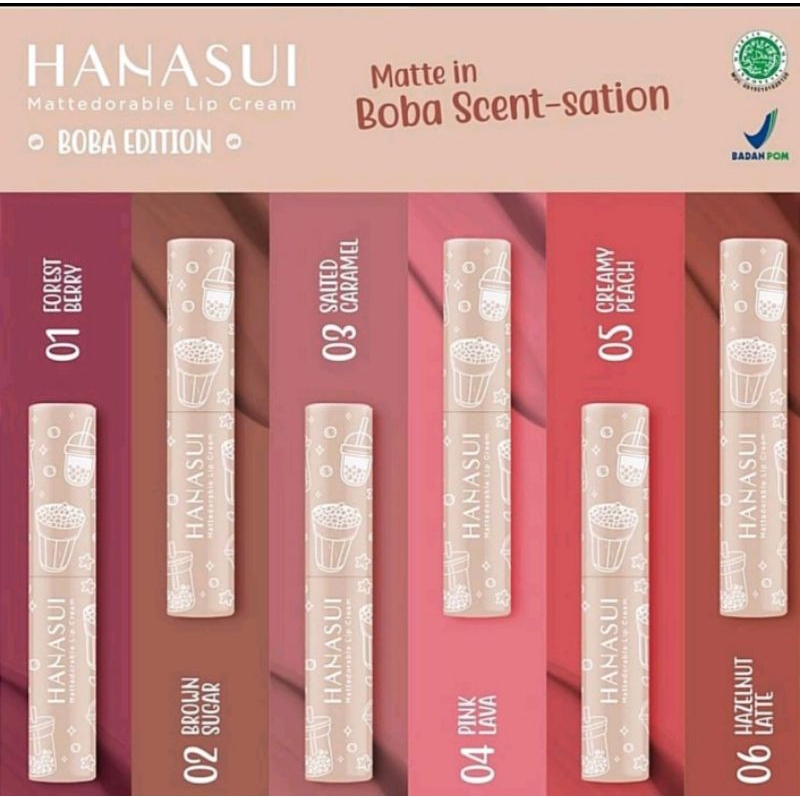 Boba Lipstik/Lipstik Hanasui/lip Cream Matte Boba Hanasui