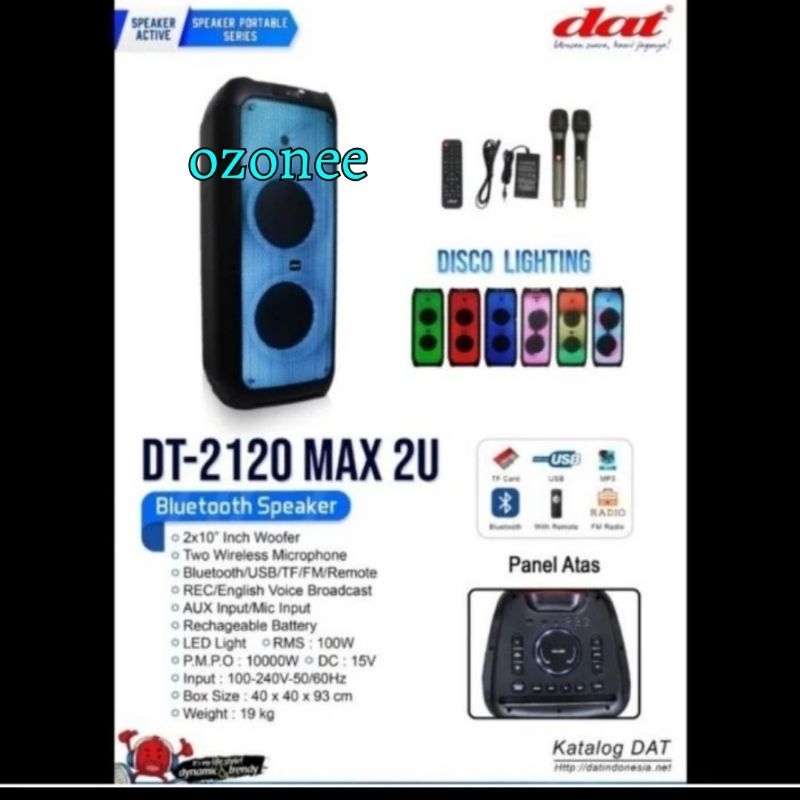 Speaker Portable Dat DT 2120  Max 2U  Double 10 Inch Dat Dt2120 Original