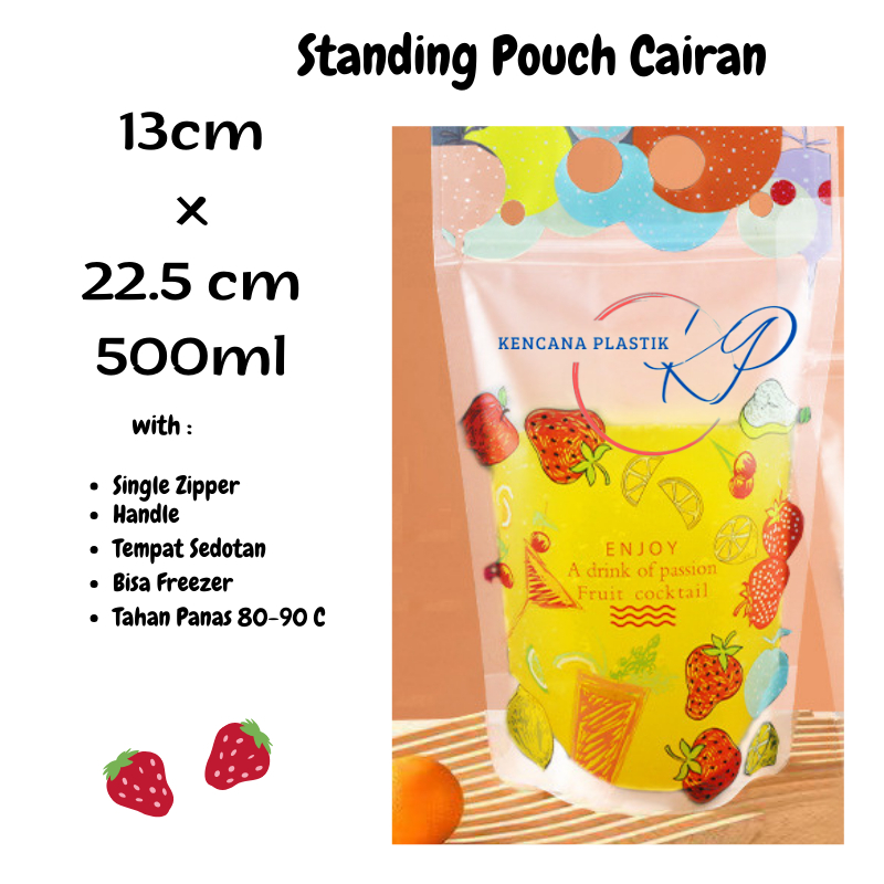 Standing Pouch Minuman Kekinian 400ml 500ml l Plastik Ziplock Klip Matte