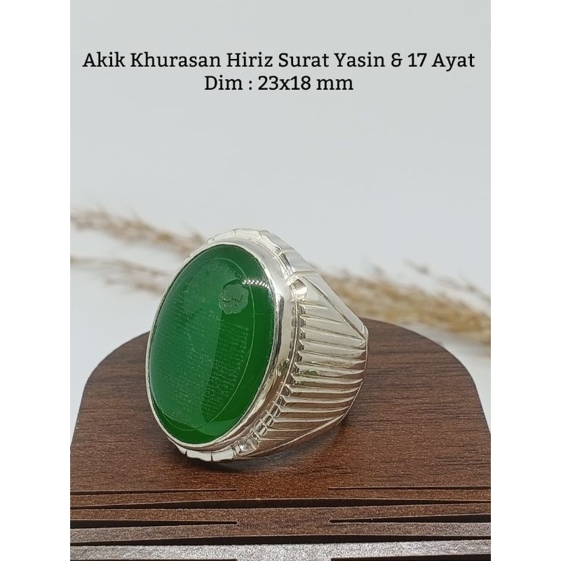 Cincin Perak Batu Akik Khurasan Hiriz Surat Yasin+17Ayat