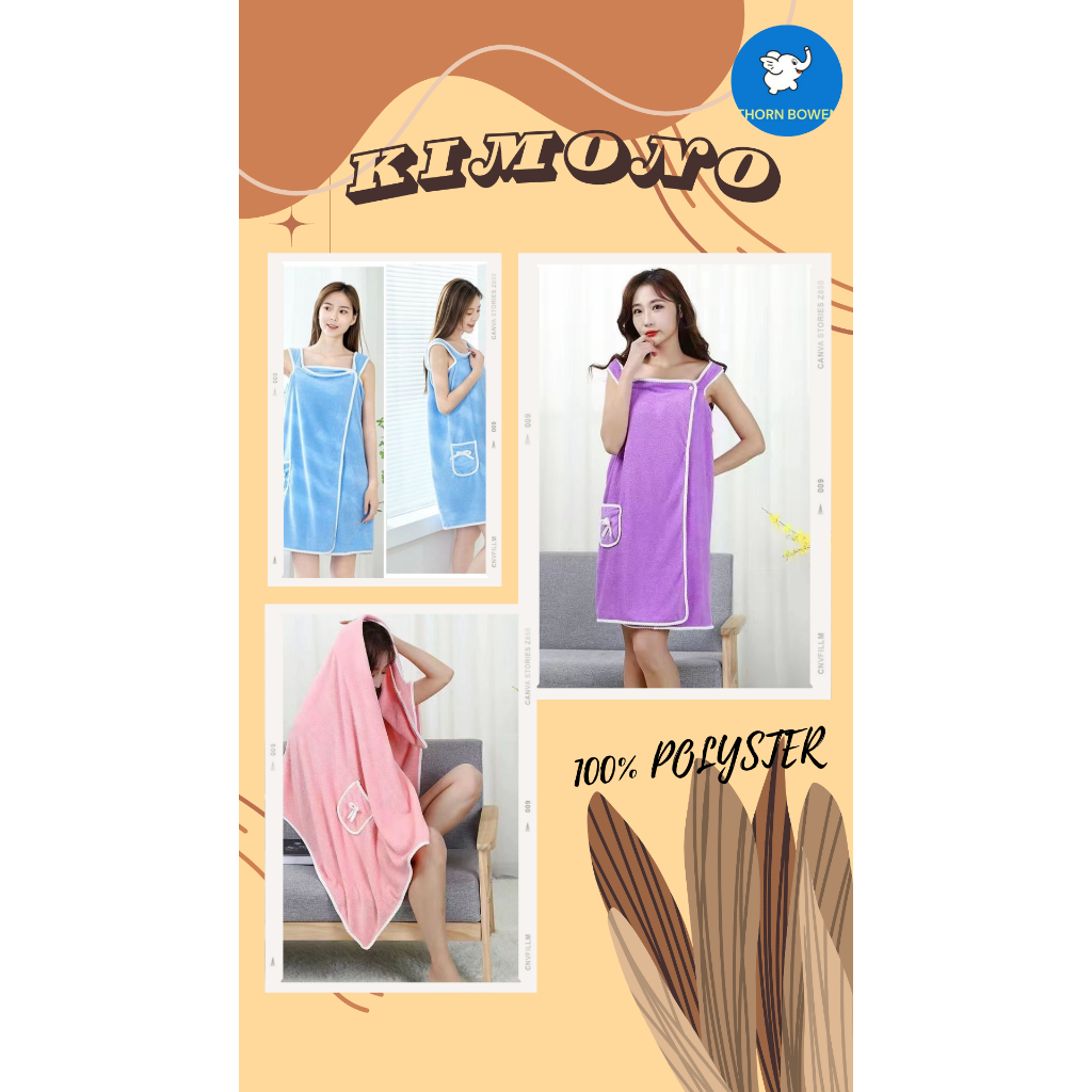 Handuk Mandi Wanita Dewasa/Remaja/Kimono/Baju Handuk Wanita Berbahan Tebal Premium 100% Polyster