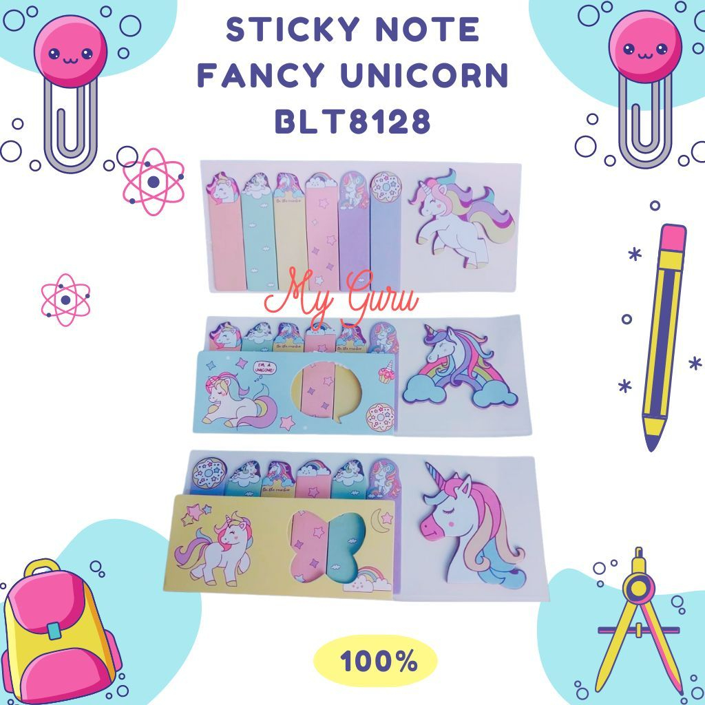 

[SET] STICKY NOTE FANCY UNICORN BLT8128 / INDEX / PEMBATAS BUKU / MEMO