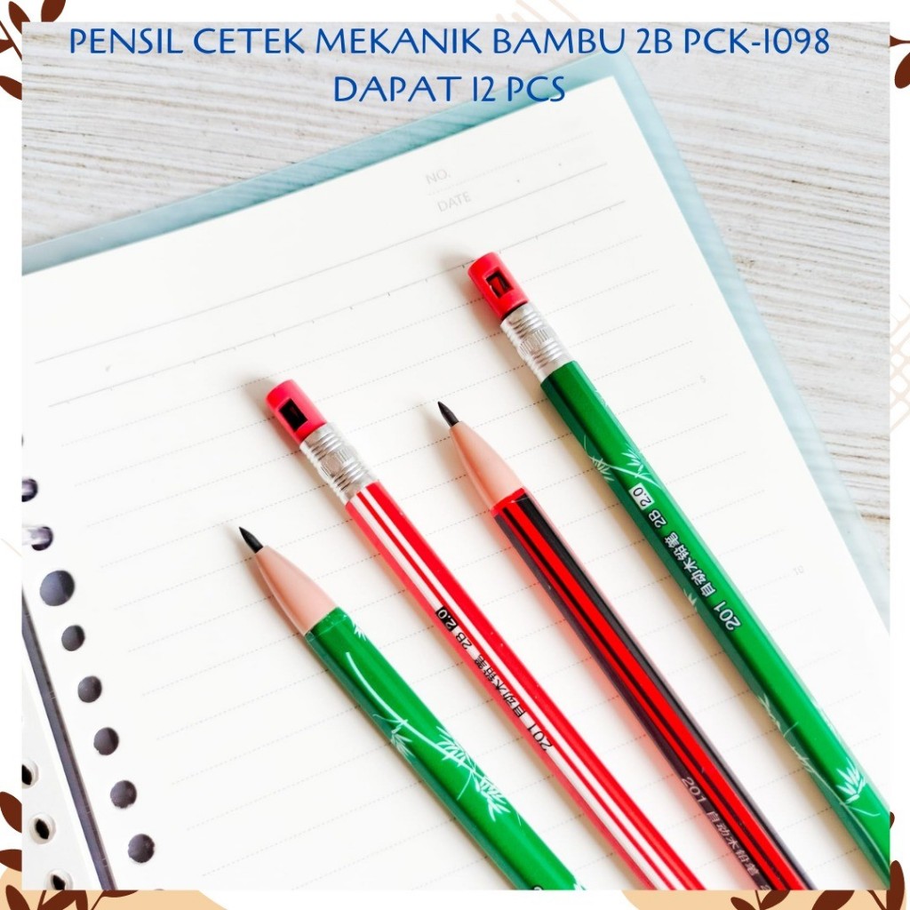 

SELUSIN (12 PCS) PENSIL CETEK MEKANIK BAMBU 2B PCK-1098 BAMBOO TREE FOREST MECHANICAL KLIK CLICK KARAKTER UNIK MURAH PENCIL ALAT TULIS KANTOR SEKOLAH MURAH TERMURAH COD