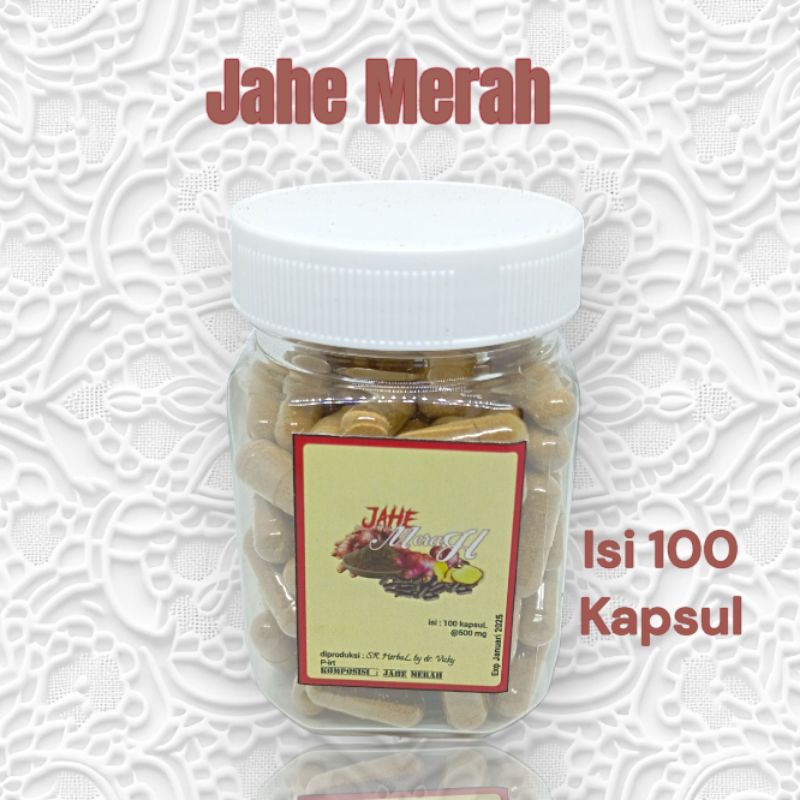 Kapsul Jahe Merah by SR Herbal Kemasan Botol Isi 100 Kapsul