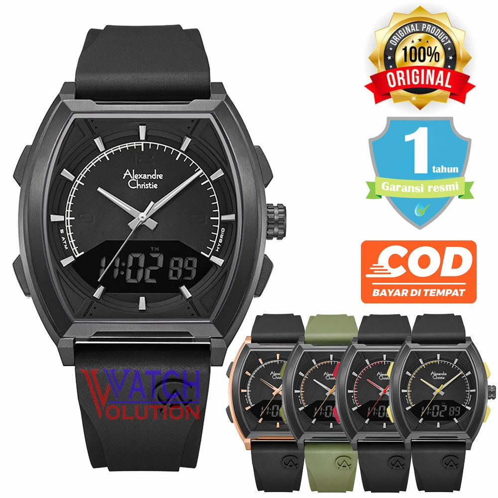 Jam Tangan Pria Alexandre Christie AC 9390 MH Double Time Original Digital