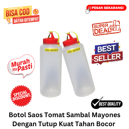 [BISA COD] DISKON Botol Saos Tomat Sambal Mayones Dengan Tutup Kuat Tahan Bocor Wadah Saos Wadah Kec