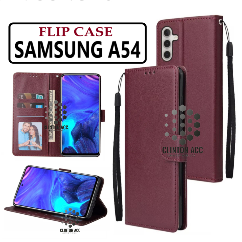 CASE HP SAMSUNG A54 FLIP WALLET LEATHER DOMPET KULIT SOFTCASE PREMIUM FLIP COVER SARUNG BUKA TUTUP F