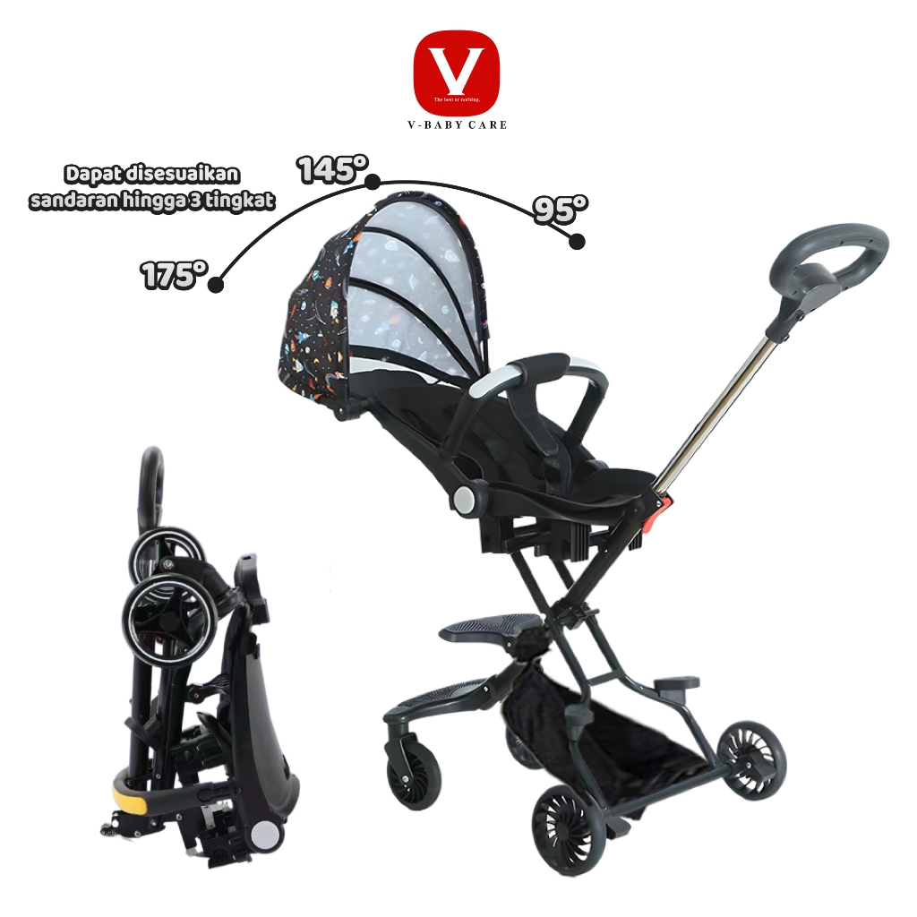 VBABY CARE Kereta Dorong bayi /kursi dorong multifungsi /Berbaring Dua Arah, Dilipat VBABY-320
