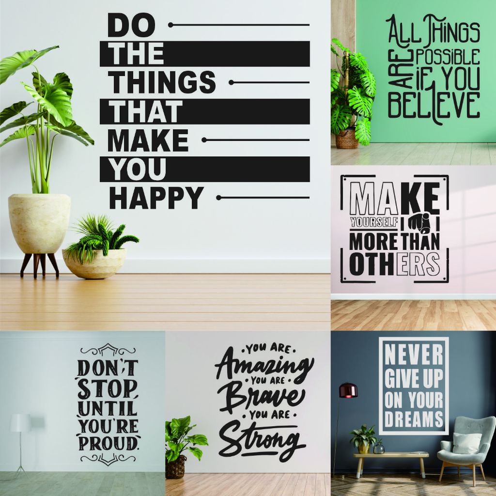 Stiker Dinding Kaca Quotes Kata kata Motivasi Custom Kantor Kerja