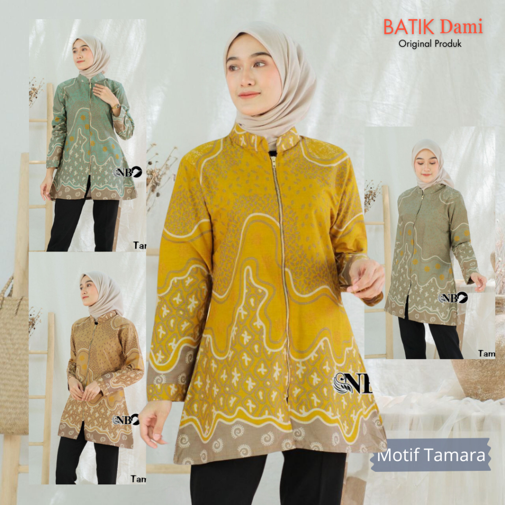 Atasan Blouse Batik Wanita Lengan Panjang Semi Tunik Dolby Dolbi Dobby Doby Tenun Sutra Tulis Halus 