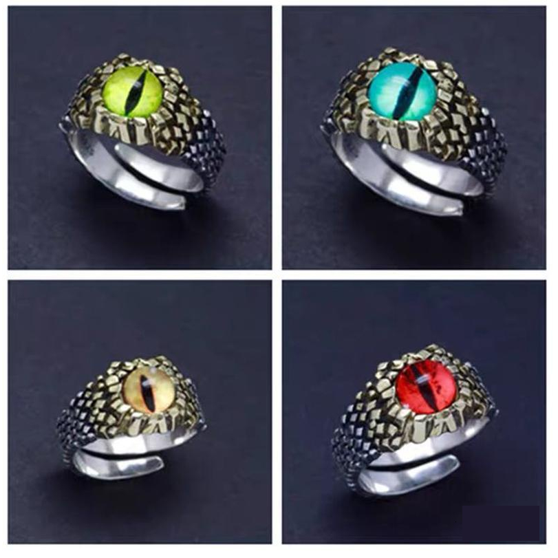 Cincin MATA Pria Logam Ruby Devil's Eye Metal Gaya Vintage Punk Rock HIPHOP E KUCING CAT MACAN ULAR 