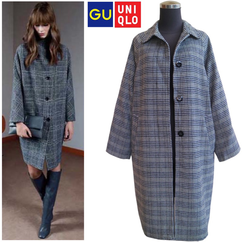 Houndstooth coat brand GU by Uniqlo