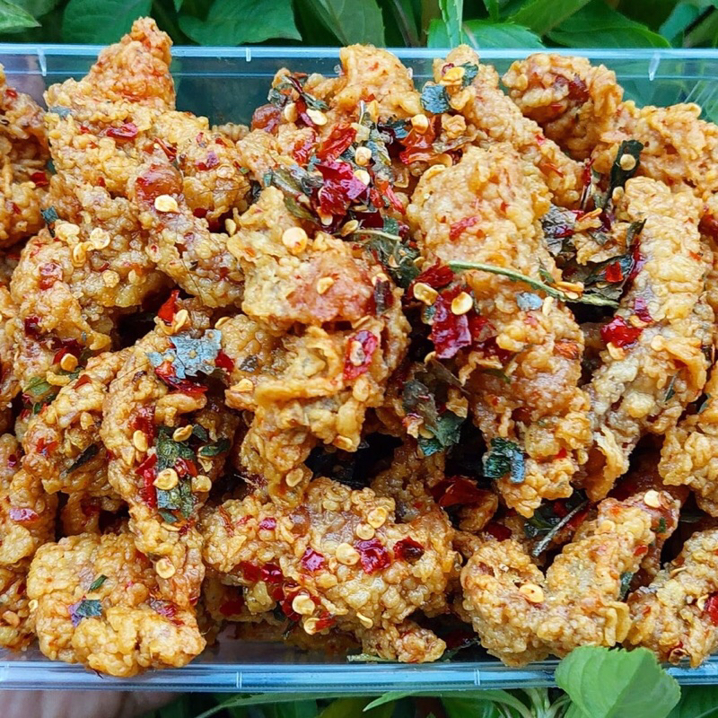 

Kripik Kulit Ayam Pedas Daun jeruk Renyak Enak Full bumbu