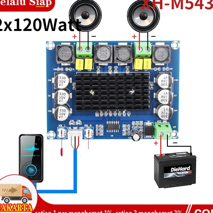 XHM543 Hi Power Amplifier 2x12w Stereo Subwoofer TPA3116D2  K